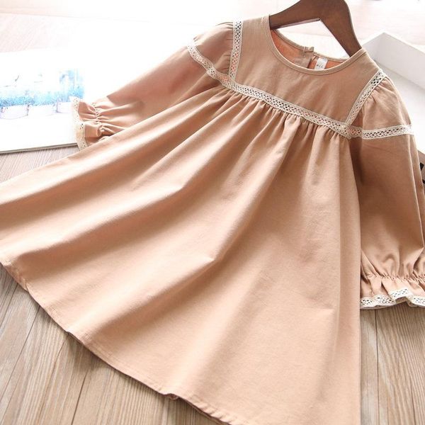 

girl's dresses girls cotton long sleeve causal dress fall kids wholesale, Red;yellow