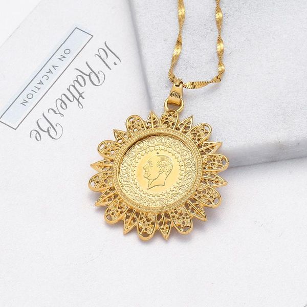 

pendant necklaces colorless islamic wood muslim fashion flower shaped lady crystal necklace middle east africa luxury gold jewelry, Silver