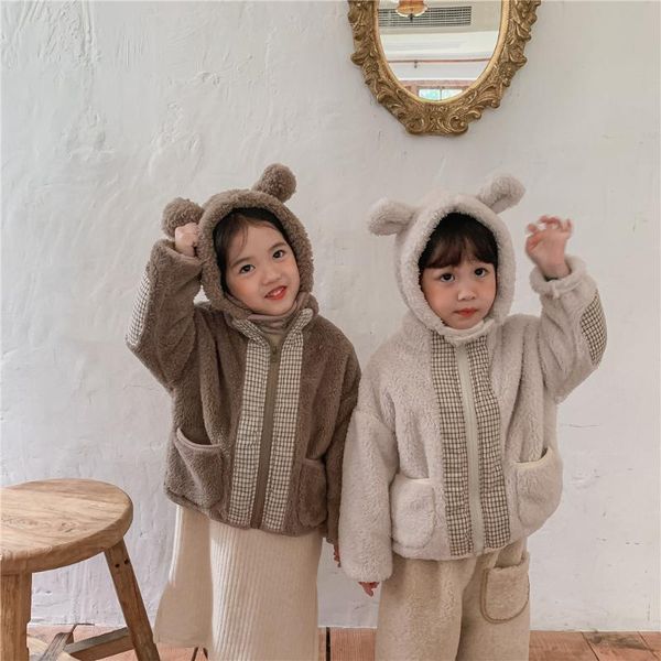 

down coat 2021 winter children clothes for girls fashion korean style sheep baby boys patchwork jacket kids warm outerwear, Blue;gray