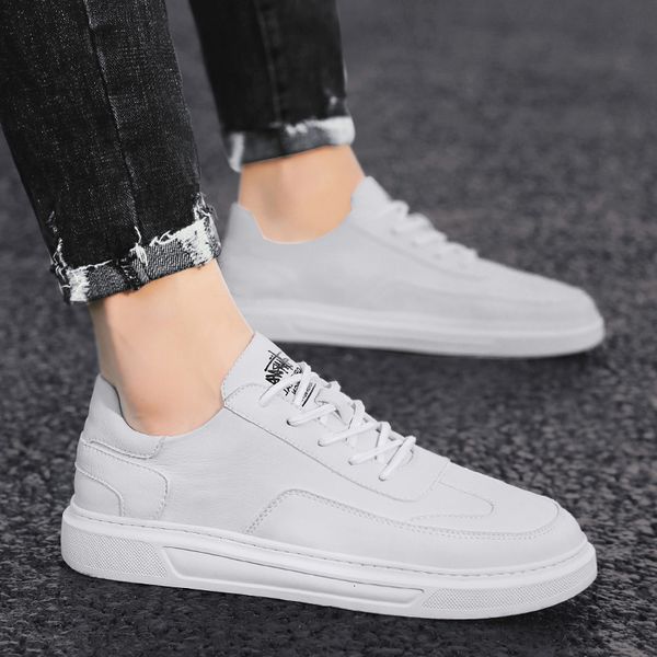 

dress shoes men spring autumn casual imitation leather flat lace-up low male sneakers tenis masculino adulto men 542w, Black