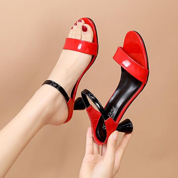 

dress shoes mghy 34-40 size ,6cm heel,middle heel soft leather sandals buckle fashion ladies 255, Black