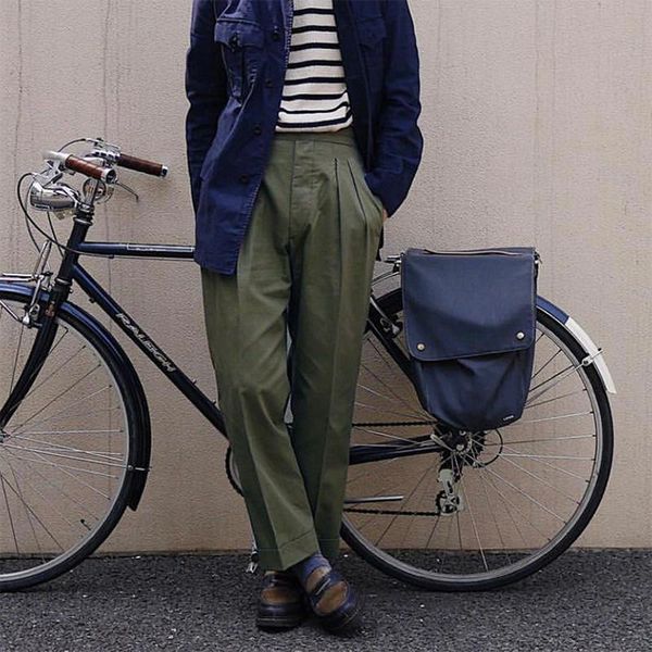 

men's pants vintage gurkha uk army men's military chino staight taper ankle length casual trouser, Black