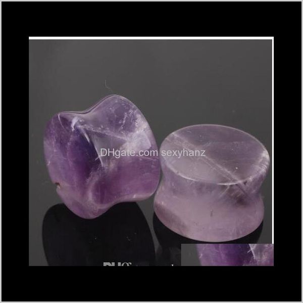 

& tunnels drop delivery 2021 natural purple semi precious stone ear plug various sizes piercing flesh tunnel plugs gauges body jewelry 1aoeb, Silver