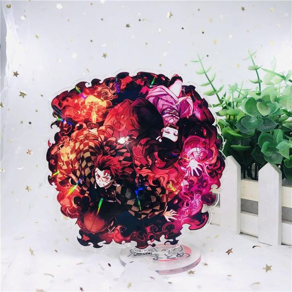 

keychains 2021 anime demon slayer keychain rengoku fashion lovers desk accessory standsing kamado tanjirou cosplay pompom yaiba stand card, Silver