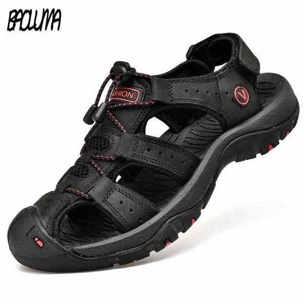 

classic mens sandals summer soft sandals comfortable men shoes genuine leather big size soft outdoor men roman f1uh#, Black