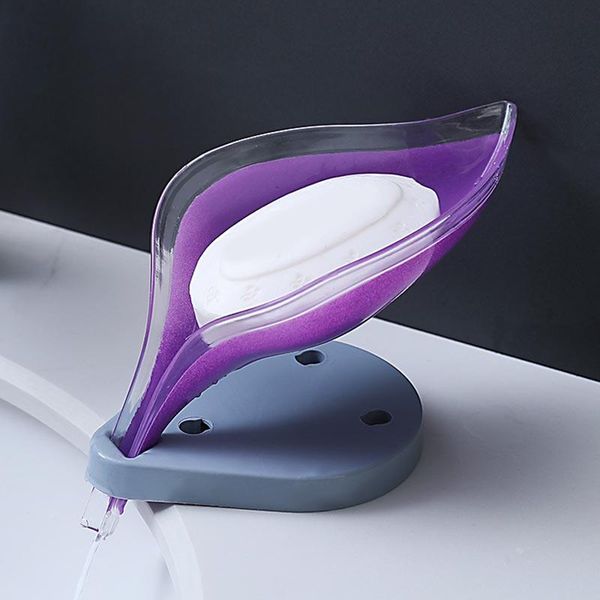 

soap dishes drain box creative leaf shape punch-holder multifunctional storage rack for bathroom kitchen hr