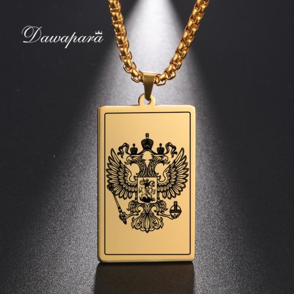 

pendant necklaces dawapara russian necklace coat of arms russia federation eagle emblem pendants stainless steel jewelry, Silver