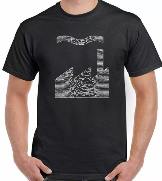 

factory records t-shirt fac51 joy division mash up mens unknown pleasures cd, White;black