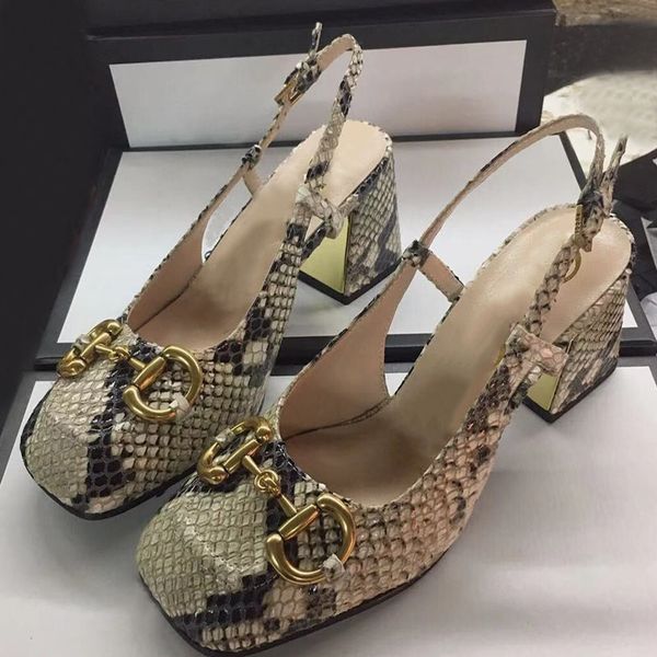 

2021 elegant high heels thick heel small fragrance summer sandals fashion metal buckle women's bridal wedding office, Black