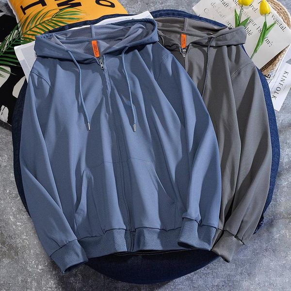 

men solid color hoodie spring autumn zipper long sleeve sweatshirt overalls casual cotton plus size5xl men's hoodies & sweatshirts, Black