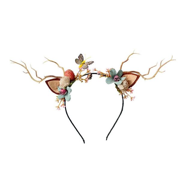 

hair accessories kids girls headband christmas fairy tale flower retro tree branch deer ears antler hoop for teen, Slivery;white