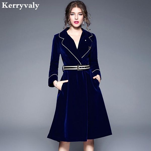 

casual dresses lapel long sleeves velvet winter dress ropa de mujer 2021 women big pendulum work office with belt robe femme k8703, Black;gray