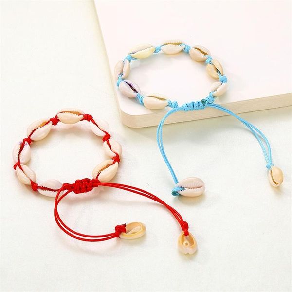 

charm bracelets trendy handmade woven natural shells bracelet for women delicate rope chain beads bohemian beach jewelry, Golden;silver