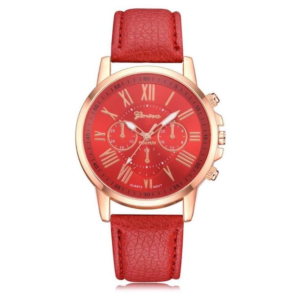 

wristwatches foloy women watch luxury fashion casual geneva roman numerals faux leather analog quartz female watches, Slivery;brown