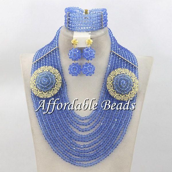 

earrings & necklace lilac crystal bridal jewelry sets beautiful nigerian wedding beads set item abe089, Silver