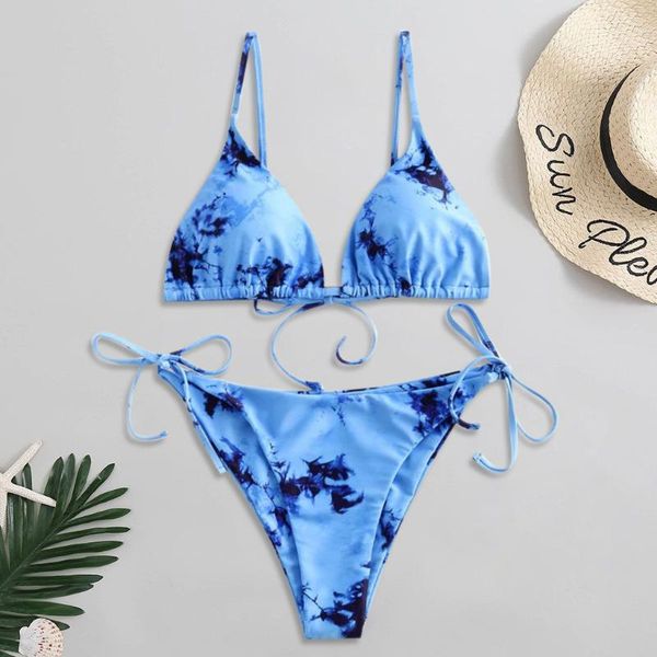 

women's swimwear bikini women push up swimsuit tie-dye printing brazilian set bathing suit summer, White;black