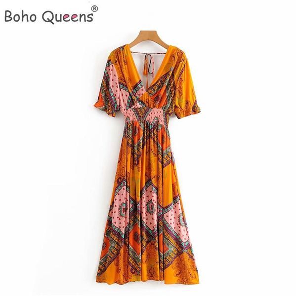 

casual dresses boho queens floral print short sleeve bohemian happie ladies v neck tassel rayon cotton maxi dress vestidos, Black;gray