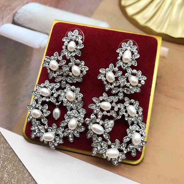 

freshwater natural pearl earrings stud luxuries crystal bridal jewelry statement vintage accessories, Silver