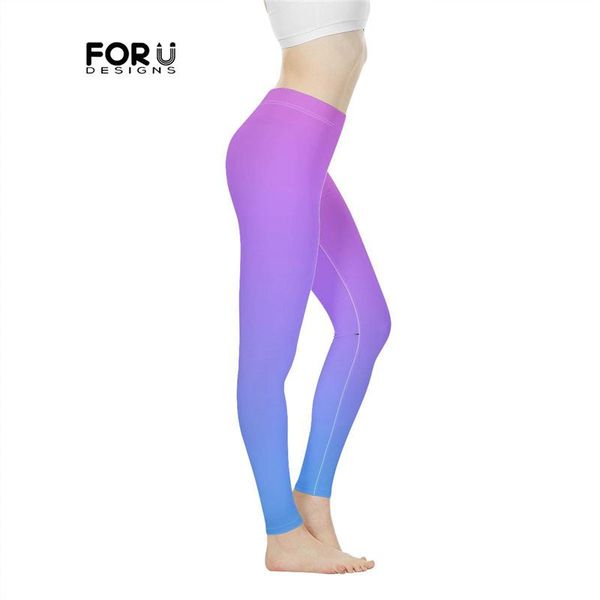 

women's leggings forudesigns fitness pants color gradient printed high waist yoga sport gym elasticity, Black