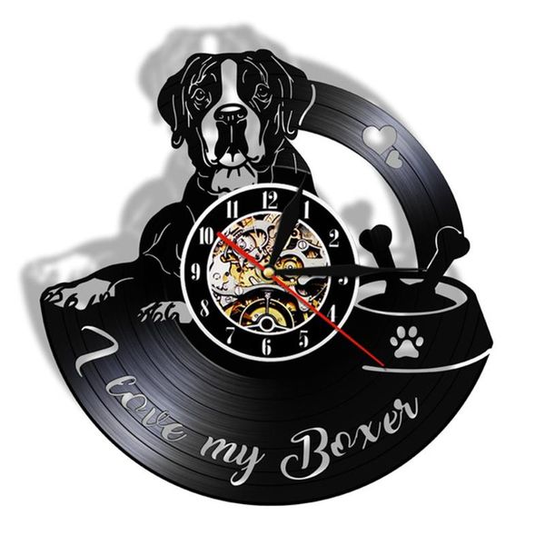 Orologi da parete Just Boxer's Timing Love Heart Bone Divertente membro della famiglia Personalità Orologio I Boxer Dog Joke LP Luce notturna