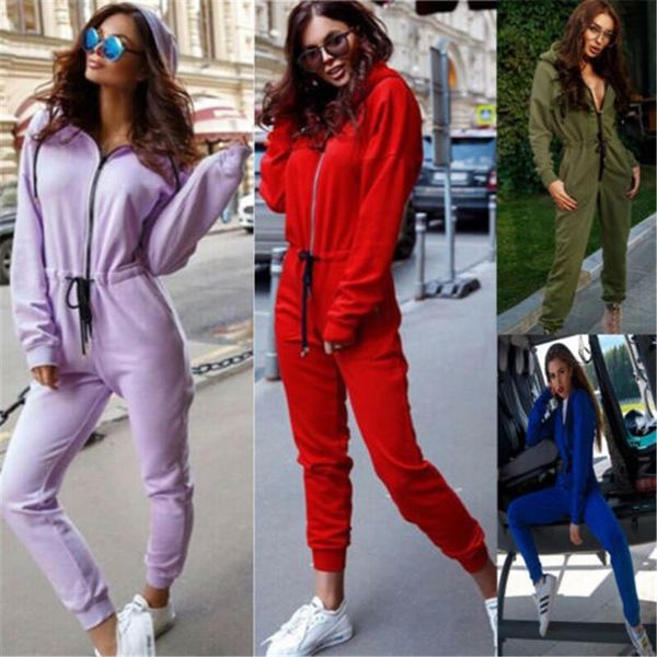

women's jumpsuits & rompers fashion women jumpsuit long sleeve high waist hoodies street wear drawrsing jumpsiut romper trousers, Black;white