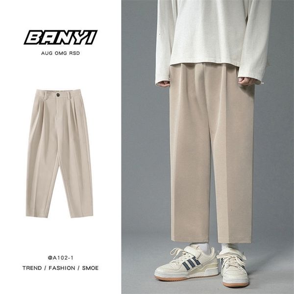 Privathink Solido degli uomini di Colore Gambe Larghe Uomini Coreani Casual Harem Pantaloni Streetwear Pantaloni Maschili 3XL 210715