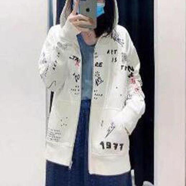 

women's hoodies & sweatshirts new autumn 100% cotton embroidery jacket ladies graphic print coat women sweatshirt ce95, Black