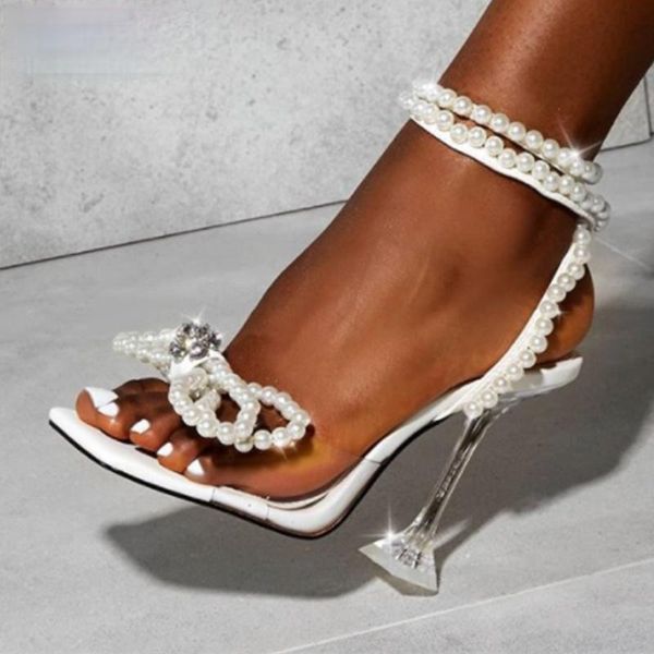 

dress shoes women gladiator sandals white string bead high heels summer party buckles pumps size 42, Black
