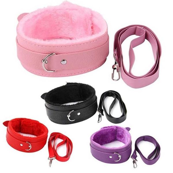 Adulto SM Products BDSM Sexo Brinquedos Bondage Faux Leather Pescoço Collar Estimulação Sexual Flertando Leash Sexy Restrição para casais P0816