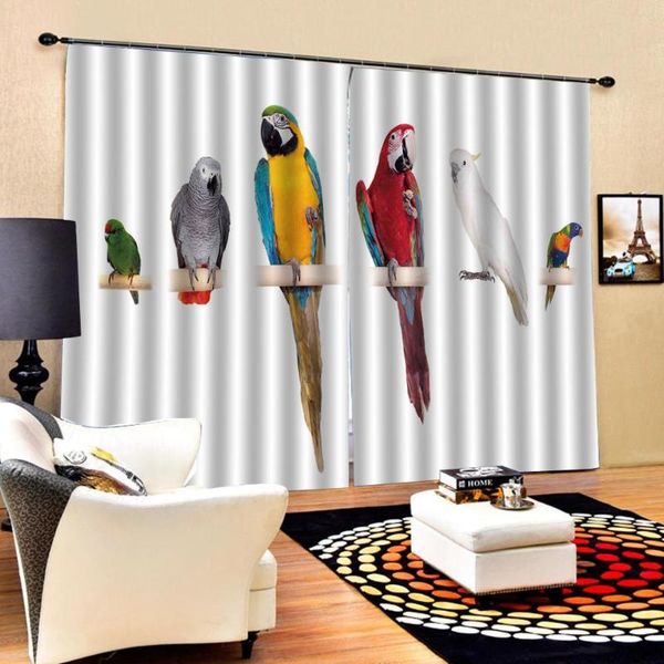 

curtain & drapes modern home decoration 3d colorful multiple parrot animals blackout window curtains bedroom customized size