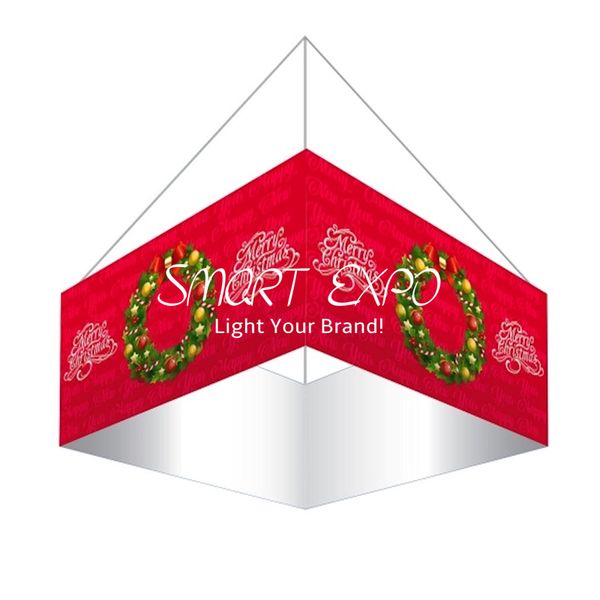 

advertising display 16ft(l)*4ft(h) ceiling square hanging sign with strong aluminum frame tension fabric print graphic portable bag
