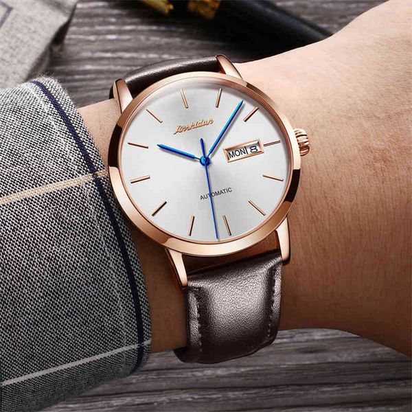 

jsdun polshorloge man clock fashion automatic mechanical clocks for men luxury polshorlogies relogio masculino, Slivery;brown