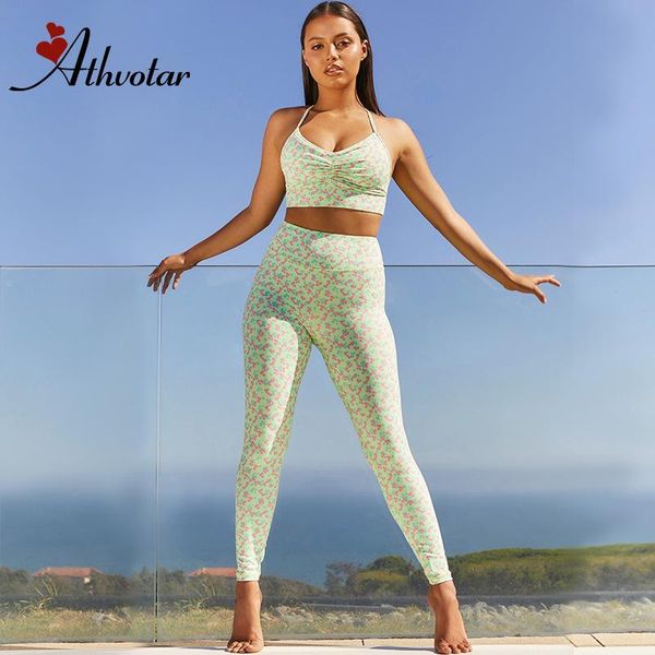 

yoga outfit athvotar women printed sports suits seamless set high waist backless breathable tracksuits running fitness