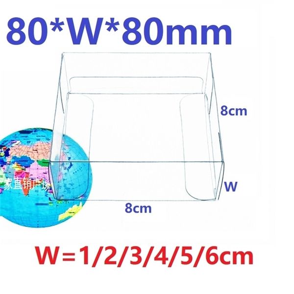 8 * W * 8 cm Temizle Kare PVC Şeffaf Plastik Karton Düğün Şeker Parti Malzemeleri Ürünleri Diaplay Ambalaj Hediye Kutusu 210402