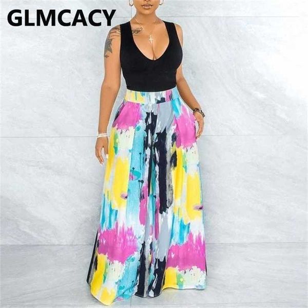 

women printed high waist flare wide leg pants 211115, Black;white