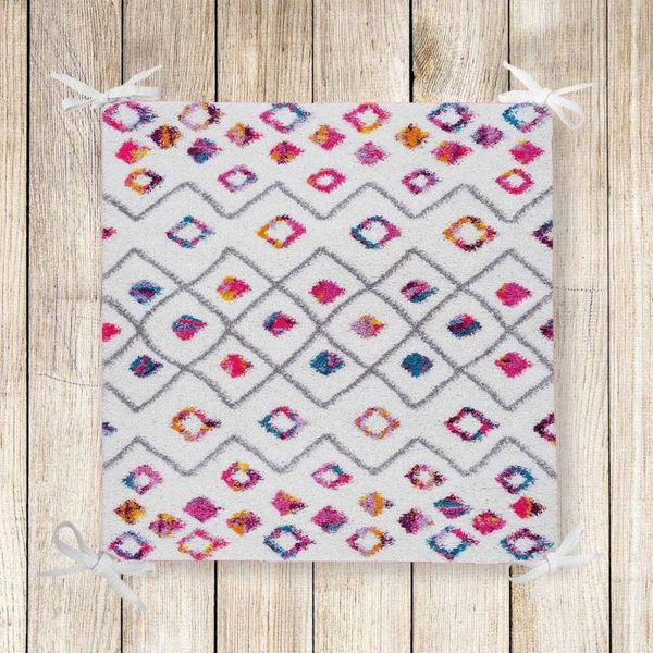 

cushion/decorative pillow else pink blue yellow geometric tiles 3d print chair pad seat cushion soft memory foam full lenght ties non slip w