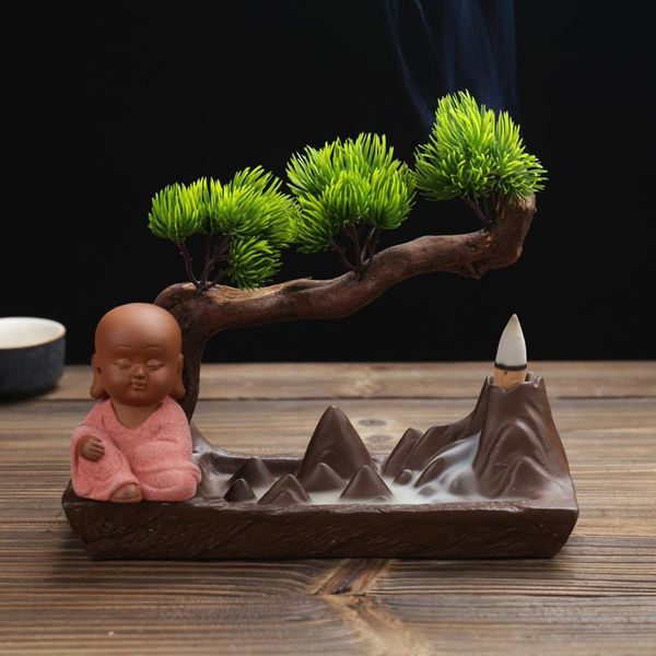 

sachet bags the little monk incense smoke backflow burner ceramic censer cone holder small buddha statue home office