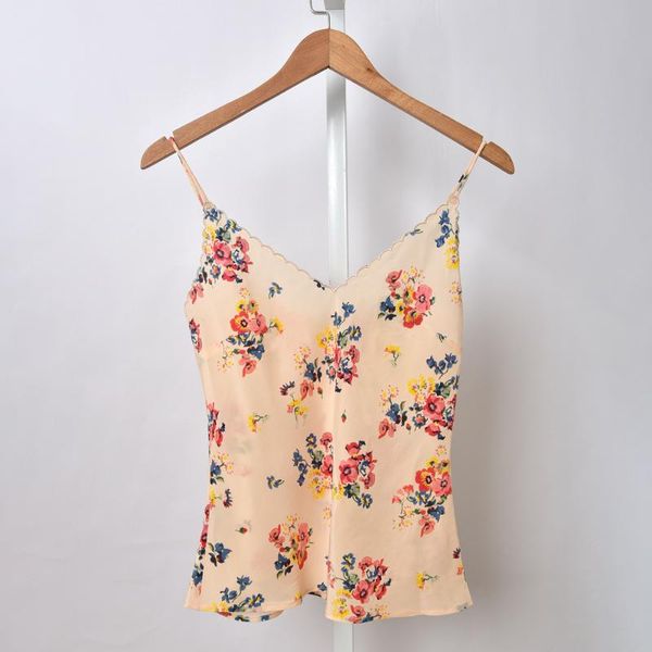 

women's tanks & camis 100% silk women camisole holiday style floral print lady sling 2021 spring summer, White