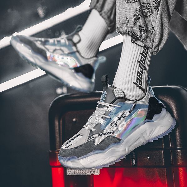 

464748 size dad shoes mens autumn sports shoes trendy casual all-matching platform jelly bottom 2020 new winter aj mens shoes, Black;white