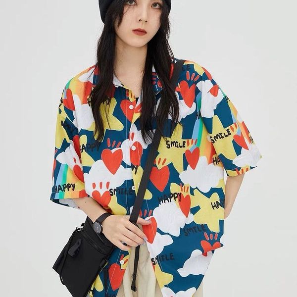 

women's blouses & shirts xej harajuku shirt blouse women plus sizes for couples korean fashion tunic summer 2021 amii, White