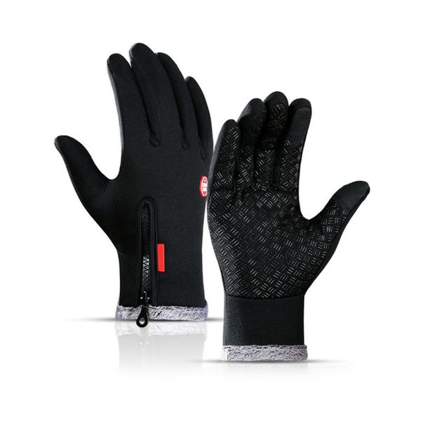 

cycling gloves windproof touching screen warm winter non-slip ski xr-, Black