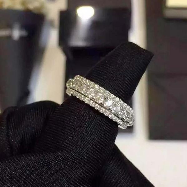 

cluster rings luxury shine pave simulated diamond painting full for women handmade 925 sterling silver wedding ring jewelry girl gift, Golden;silver
