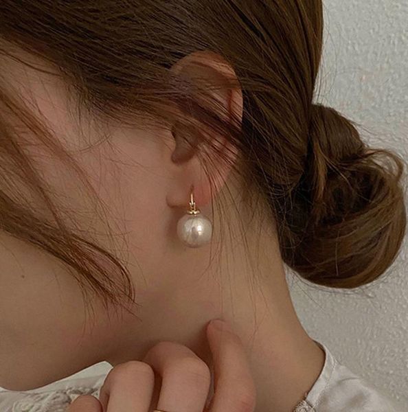 

stud women earrings imitation pearls ball hook eardrops bridal wedding party jewelry, Golden;silver