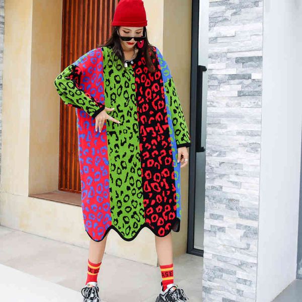 

sweaters design sense niche knitted dress autumn and winter korean loose trend long plus size sweater skirt, White;black