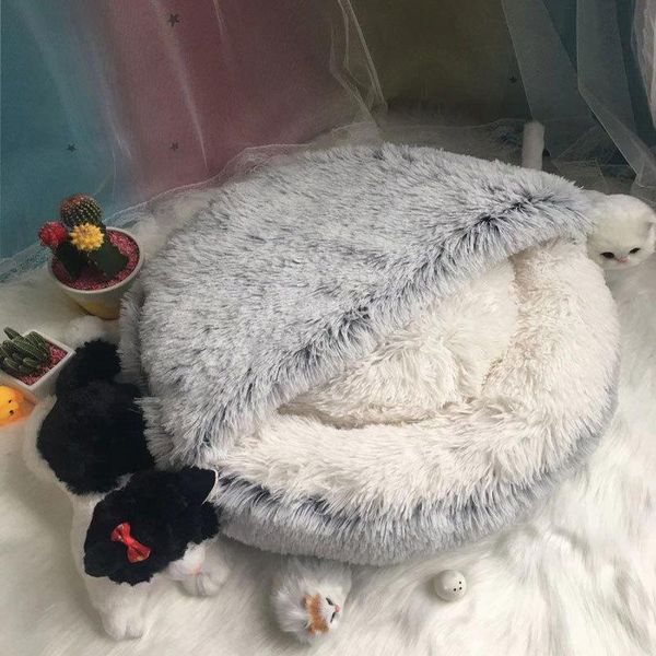 

style plush kennel crystal fleece warm round half-pack cat deep sleep puppy beds & furniture