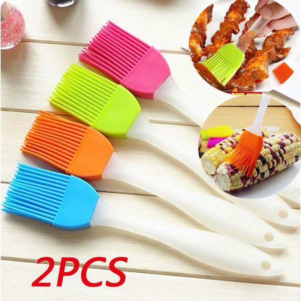 

baking & pastry tools 2pcs silicone basting brush oil brushes for cake bread butter kitchen safety bbq