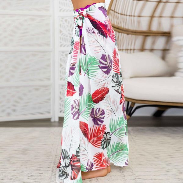 

summer dress women print swimsuit chiffon cover up mesh bikini beach swimwear cover-ups bathing suit wrap skirt women's, White;black