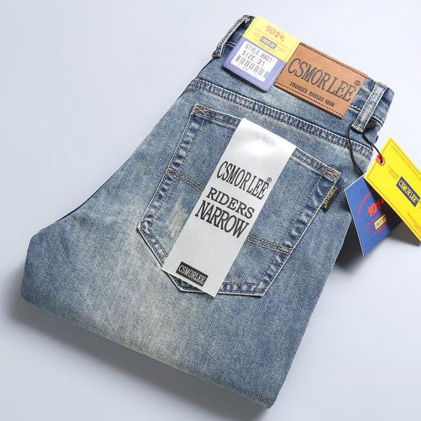 

men's jeans big size 28-38 men brand fashion vintage casual straight elastic trousers man streetwear hip vibe style denim pant, Blue
