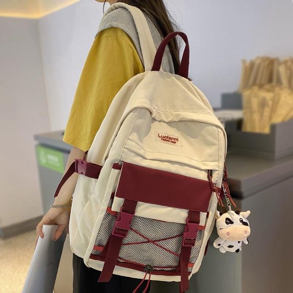 

female student harajuku backpack cute fashion book school bag women trendy kawaii girl mesh college lady waterproof style