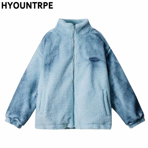 

men's jackets men hip hop fleece coats streetwear graffiti stand collar jacket parka zipper winter hairy coat outerwear hipster, Black;brown